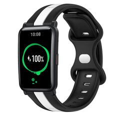 For Honor Watch ES Cinturino in silicone bicolore con fibbia a farfalla da 20 mm (nero + bianco)