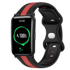For Honor Watch ES Cinturino in silicone bicolore con fibbia a farfalla da 20 mm (nero + rosso)