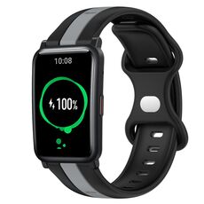 For Honor Watch ES Cinturino in silicone bicolore con fibbia a farfalla da 20 mm (nero + grigio)
