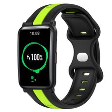 For Honor Watch ES Cinturino in silicone bicolore con fibbia a farfalla da 20 mm (nero + verde)