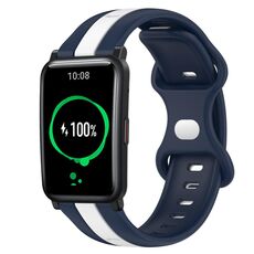 For Honor Watch ES Cinturino in silicone bicolore con fibbia a farfalla da 20 mm (bianco + blu)