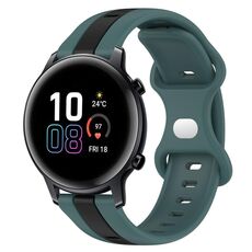 Per Honor MagicWatch2 42mm 20mm Cinturino in silicone bicolore con fibbia a farfalla (verde + nero)