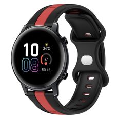 Per Honor MagicWatch2 42mm 20mm Cinturino in silicone bicolore con fibbia a farfalla (nero + rosso)