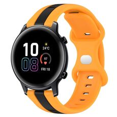 Per Honor MagicWatch2 42mm 20mm Cinturino in silicone bicolore con fibbia a farfalla (nero + giallo)