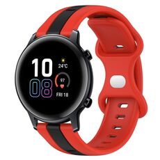 Per Honor MagicWatch2 42mm 20mm Cinturino in silicone bicolore con fibbia a farfalla (rosso + nero)