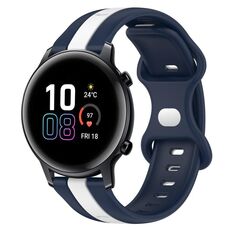Per Honor MagicWatch2 42mm 20mm Cinturino in silicone bicolore con fibbia a farfalla (bianco + blu)