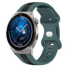 Per Huawei Watch GT3 Pro 46mm 20mm Cinturino in silicone bicolore con fibbia a farfalla (verde + nero)