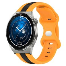 Per Huawei Watch GT3 Pro 46mm 20mm Cinturino in silicone bicolore con fibbia a farfalla (nero + giallo)