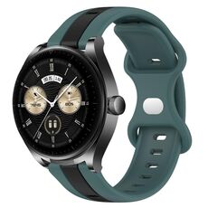 Per Huawei Watch Buds Cinturino in silicone bicolore con fibbia a farfalla da 20 mm (verde + nero)