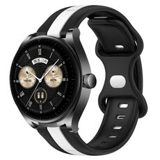 Per Huawei Watch Buds Cinturino per orologio in silicone bicolore con fibbia a farfalla da 20 mm (nero + bianco)