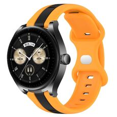 Per Huawei Watch Buds Cinturino per orologio in silicone bicolore con fibbia a farfalla da 20 mm (nero + giallo)
