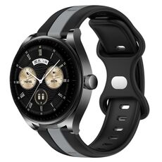 Per Huawei Watch Buds Cinturino in silicone bicolore con fibbia a farfalla da 20 mm (nero + grigio)