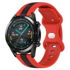Per Huawei GT2 46mm 20mm Cinturino in silicone bicolore con fibbia a farfalla (rosso + nero)