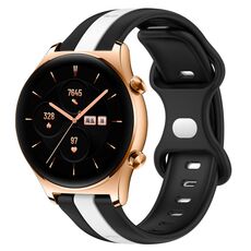 Cinturino per orologio in silicone bicolore con fibbia a farfalla da 20 mm per Honor Watch GS 3 (nero + bianco)