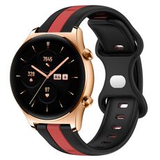 Cinturino per orologio in silicone bicolore con fibbia a farfalla da 20 mm per Honor Watch GS 3 (nero + rosso)