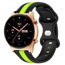 Cinturino per orologio in silicone bicolore con fibbia a farfalla da 20 mm per Honor Watch GS 3 (nero + verde)