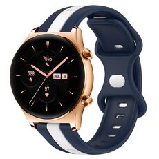For Honor Watch GS 3 20mm Cinturino in silicone bicolore con fibbia a farfalla (bianco + blu)