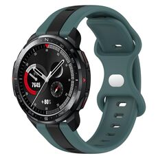 Cinturino per orologio in silicone bicolore con fibbia a farfalla da 20 mm per Honor Watch GS Pro (verde + nero)