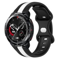 Cinturino per orologio in silicone bicolore con fibbia a farfalla da 20 mm per Honor Watch GS Pro (nero + bianco)