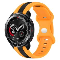Cinturino per orologio in silicone bicolore con fibbia a farfalla da 20 mm per Honor Watch GS Pro (nero + giallo)