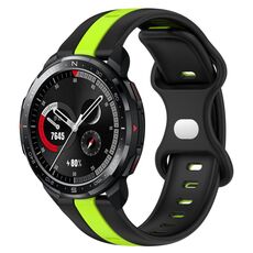 For Honor Watch GS Pro 20mm Cinturino in silicone bicolore con fibbia a farfalla (nero + verde)