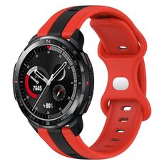 For Honor Watch GS Pro 20mm Cinturino in silicone bicolore con fibbia a farfalla (rosso + nero)