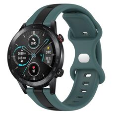 Per Honor Magic Watch 2 46mm 20mm Cinturino in silicone bicolore con fibbia a farfalla (verde + nero)