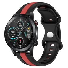 Per Honor Magic Watch 2 46mm 20mm Cinturino in silicone bicolore con fibbia a farfalla (nero + rosso)