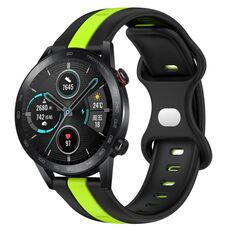 Per Honor Magic Watch 2 46mm 20mm Cinturino in silicone bicolore con fibbia a farfalla (nero + verde)