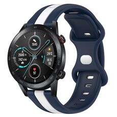 Per Honor Magic Watch 2 46mm 20mm Cinturino in silicone bicolore con fibbia a farfalla (bianco + blu)