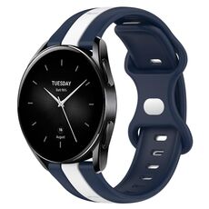 Per Xiaomi Watch S2 46mm 22mm Cinturino in silicone bicolore con fibbia a farfalla (bianco + blu)