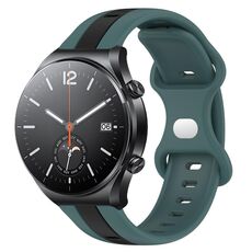 Per Xiaomi MI Watch S1 Cinturino per orologio in silicone bicolore con fibbia a farfalla da 22 mm (verde + nero)