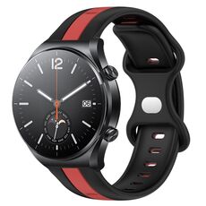 Per Xiaomi MI Watch S1 Cinturino per orologio in silicone bicolore con fibbia a farfalla da 22 mm (nero + rosso)