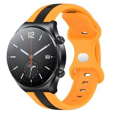 Per Xiaomi MI Watch S1 Cinturino per orologio in silicone bicolore con fibbia a farfalla da 22 mm (nero + giallo)