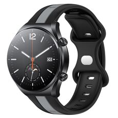 Per Xiaomi MI Watch S1 Cinturino per orologio in silicone bicolore con fibbia a farfalla da 22 mm (nero + grigio)