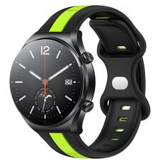 Per Xiaomi MI Watch S1 Cinturino per orologio in silicone bicolore con fibbia a farfalla da 22 mm (nero + verde)