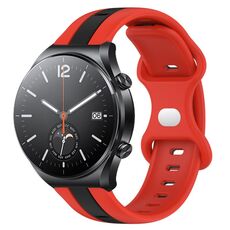 Per Xiaomi MI Watch S1 Cinturino per orologio in silicone bicolore con fibbia a farfalla da 22 mm (rosso + nero)