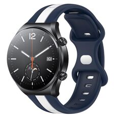 Per Xiaomi MI Watch S1 Cinturino per orologio in silicone bicolore con fibbia a farfalla da 22 mm (bianco + blu)