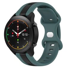 Per Xiaomi MI Watch S1 Pro 22mm Cinturino in silicone bicolore con fibbia a farfalla (verde + nero)