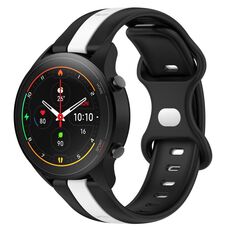 Per Xiaomi MI Watch S1 Pro 22mm Cinturino in silicone bicolore con fibbia a farfalla (nero + bianco)