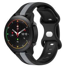 Per Xiaomi MI Watch S1 Pro 22mm Cinturino in silicone bicolore con fibbia a farfalla (nero + grigio)