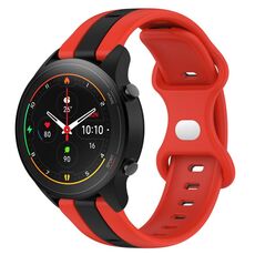 Per Xiaomi MI Watch S1 Pro 22mm Cinturino in silicone bicolore con fibbia a farfalla (rosso + nero)
