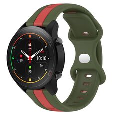 Per Xiaomi MI Watch S1 Pro 22mm Cinturino in silicone bicolore con fibbia a farfalla (rosso + verde militare)