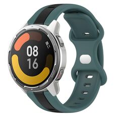 Per Xiaomi MI Watch Color 2 22mm Cinturino in silicone bicolore con fibbia a farfalla (verde + nero)