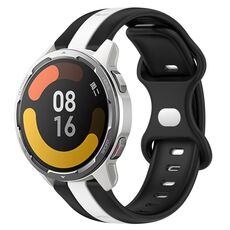 Per Xiaomi MI Watch Color 2 22mm Cinturino in silicone bicolore con fibbia a farfalla (nero + bianco)