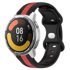 Per Xiaomi MI Watch Color 2 22mm Cinturino in silicone bicolore con fibbia a farfalla (nero + rosso)