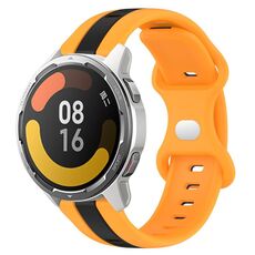 Per Xiaomi MI Watch Color 2 22mm Cinturino in silicone bicolore con fibbia a farfalla (nero + giallo)