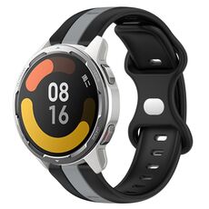 Per Xiaomi MI Watch Color 2 22mm Cinturino in silicone bicolore con fibbia a farfalla (nero + grigio)