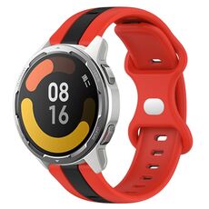 Per Xiaomi MI Watch Color 2 22mm Cinturino in silicone bicolore con fibbia a farfalla (rosso + nero)