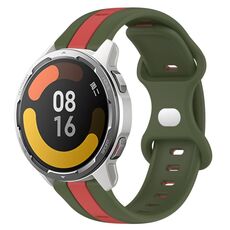 Per Xiaomi MI Watch Color 2 22mm Cinturino in silicone bicolore con fibbia a farfalla (rosso + verde militare)